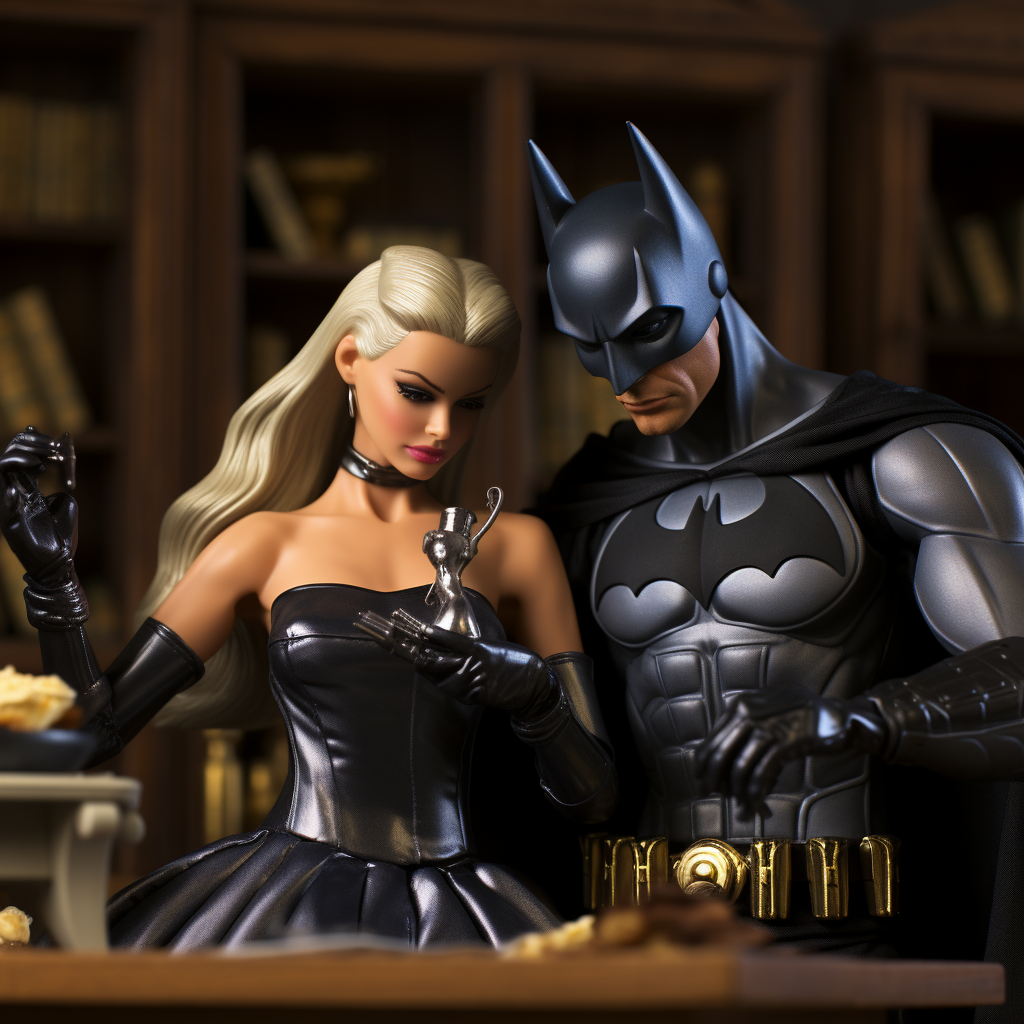 Batman and Barbie having fun together