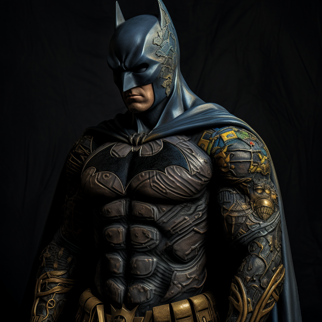 Batman statue with tattoos