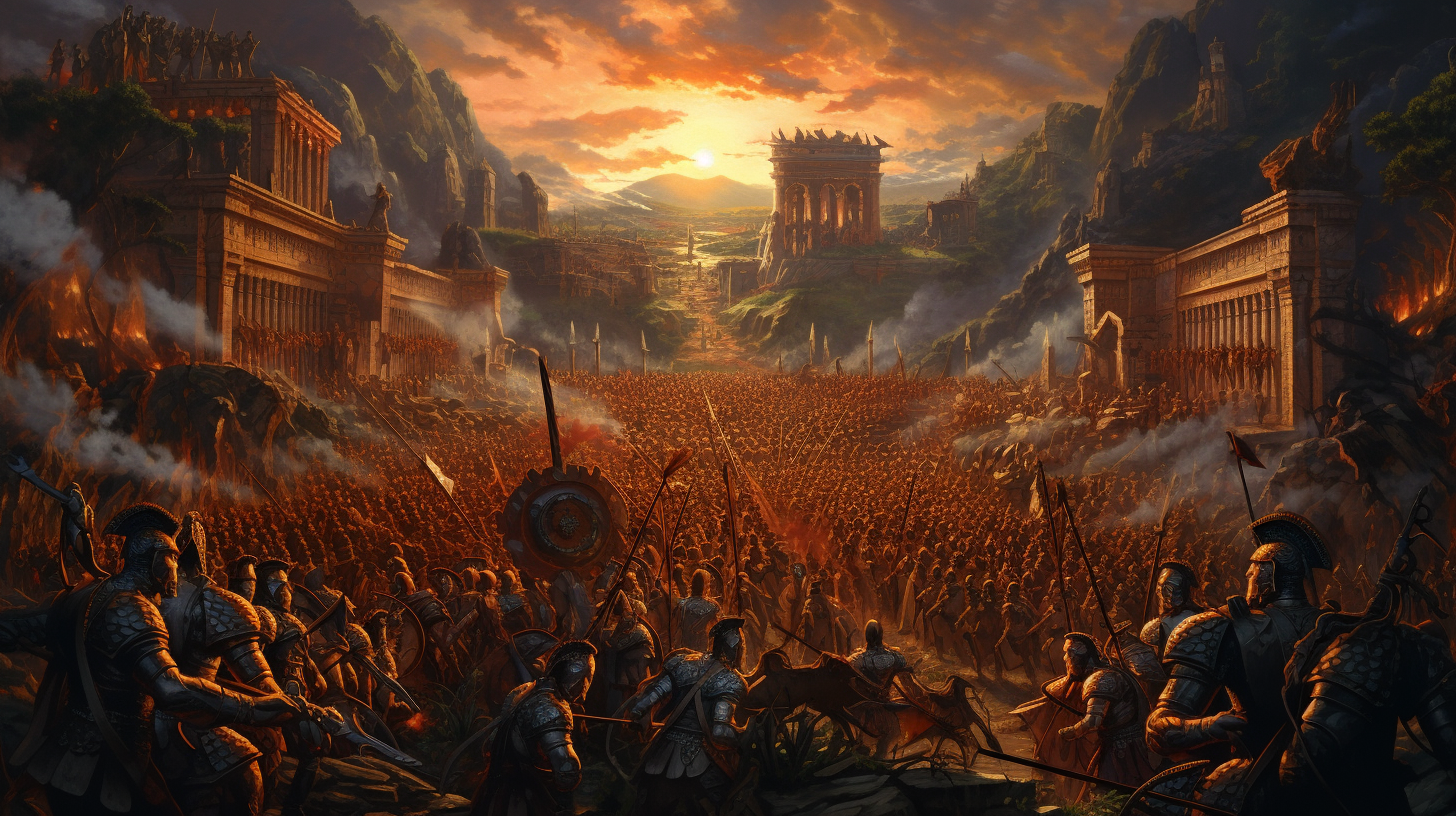 Detailed Battle of Alesia Painting