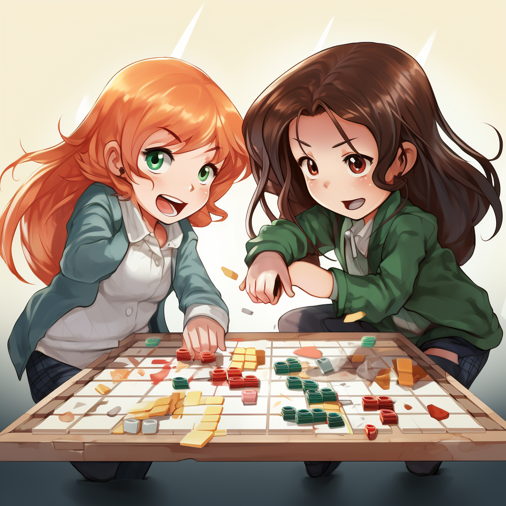 Two girls in battle with drawing tools