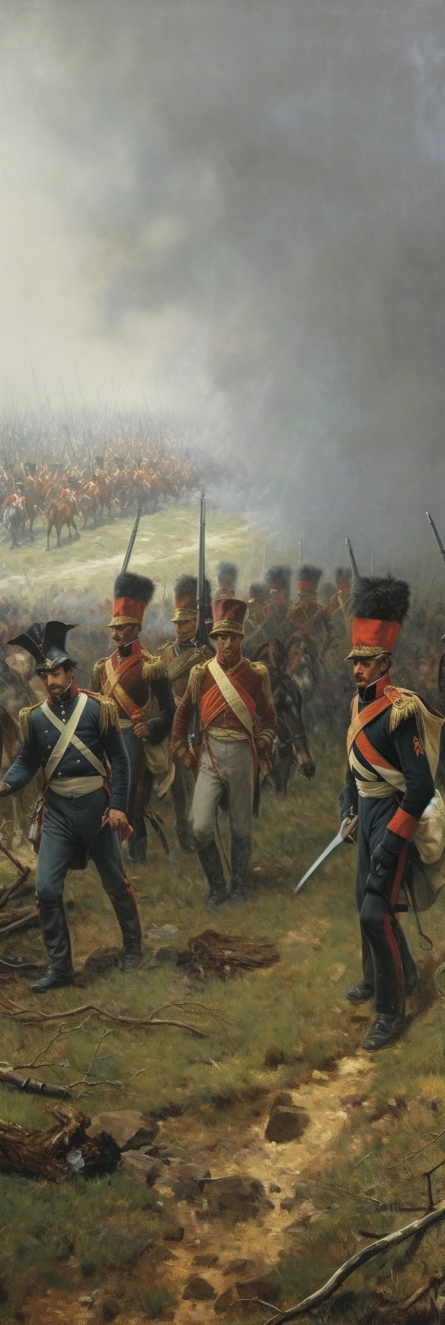 Napoleon Bonaparte leading his French soldiers