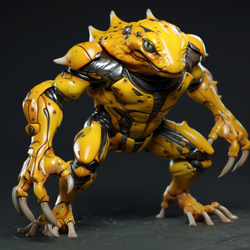 Yellow poison dart frog inspired by Battletoads