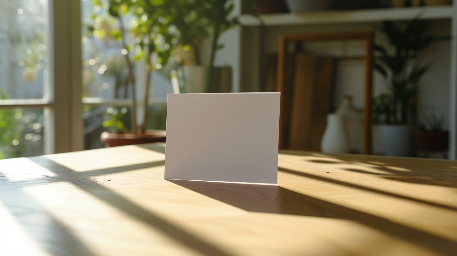 Bauhaus style blank card on table