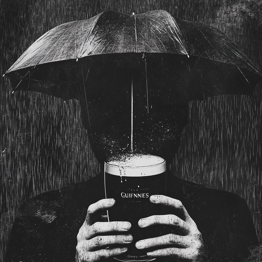 Person drinking pint of Guinness