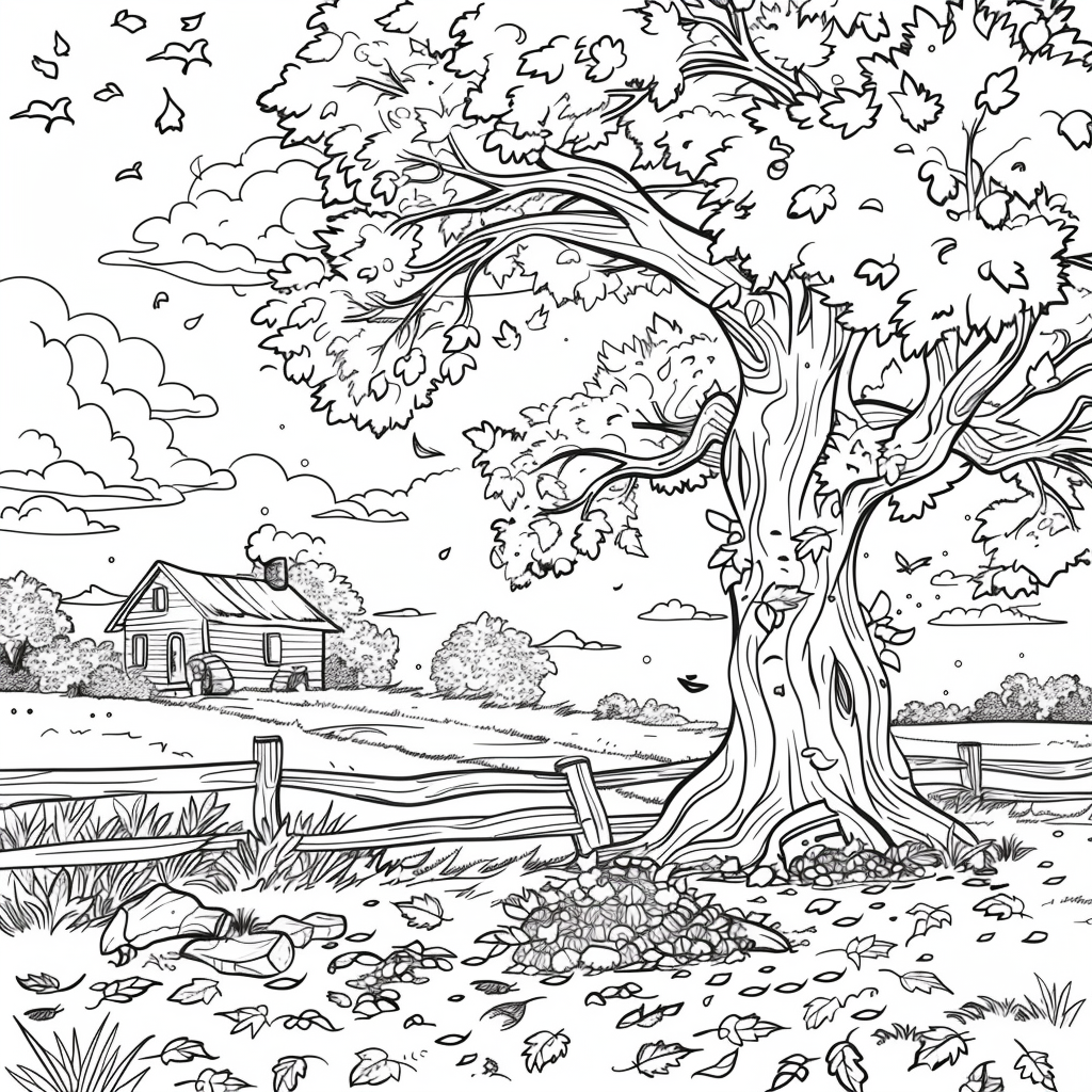 Tree Coloring Page for Kids