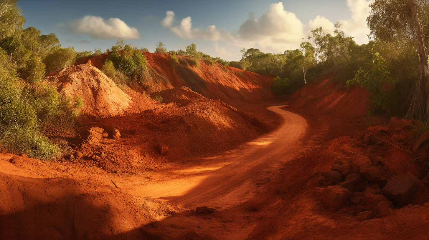 Photorealistic image of bauxite mine