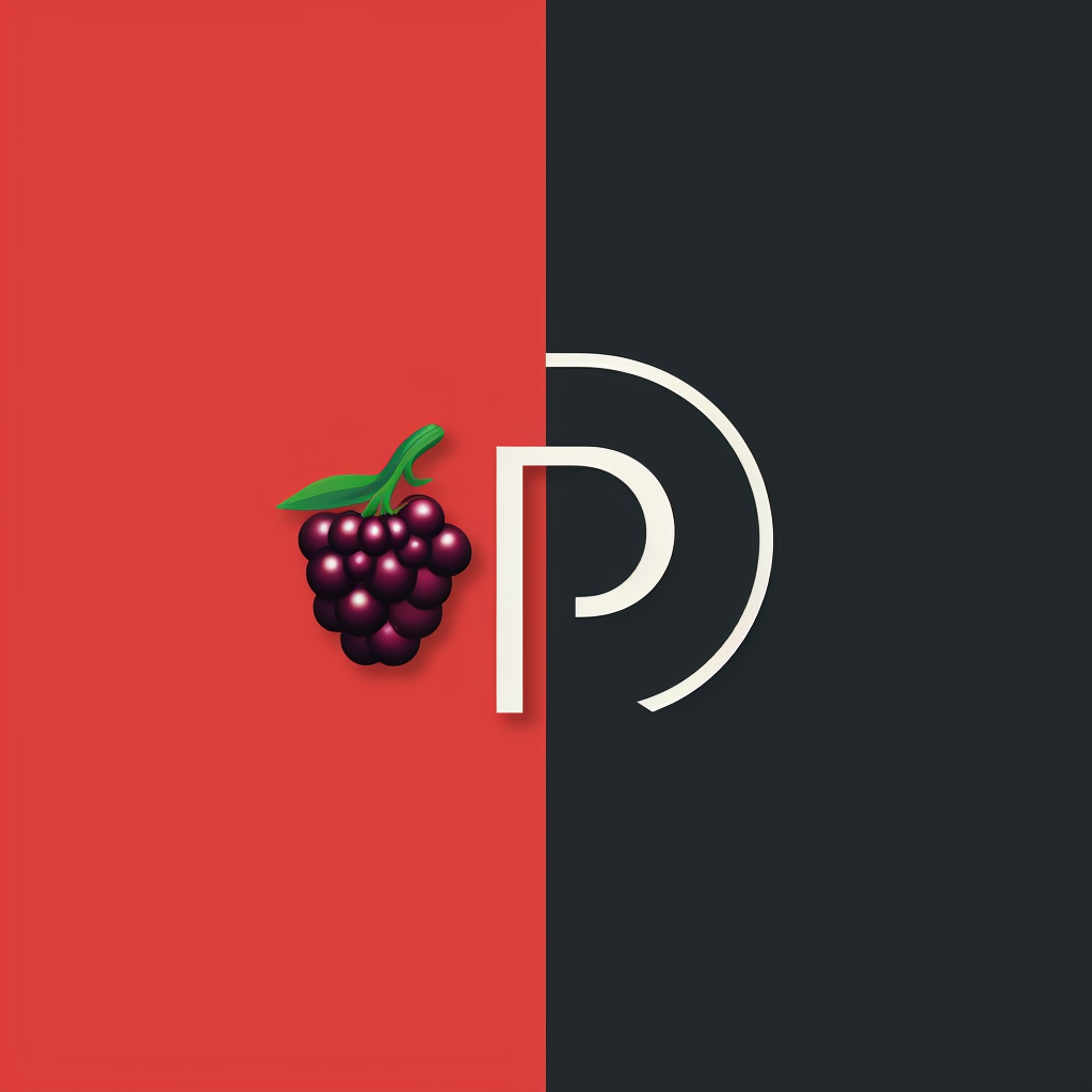 Simplistic logo with blackberries and mushroom