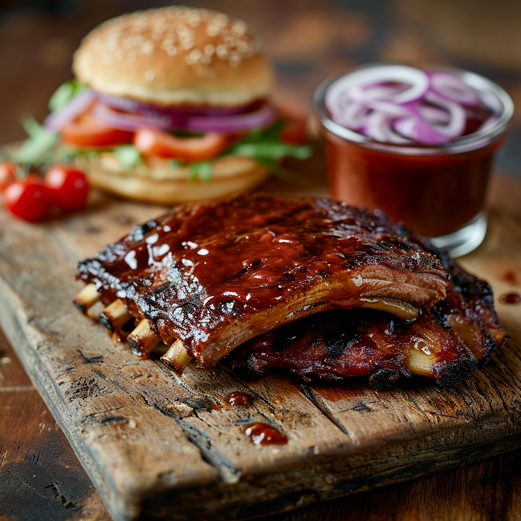 Tasty BBQ Rib and Hamburger Combo