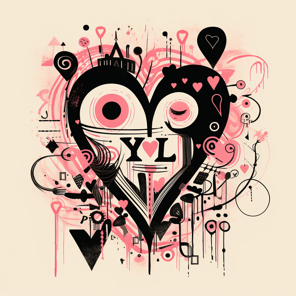 Pink and black Valentine typography