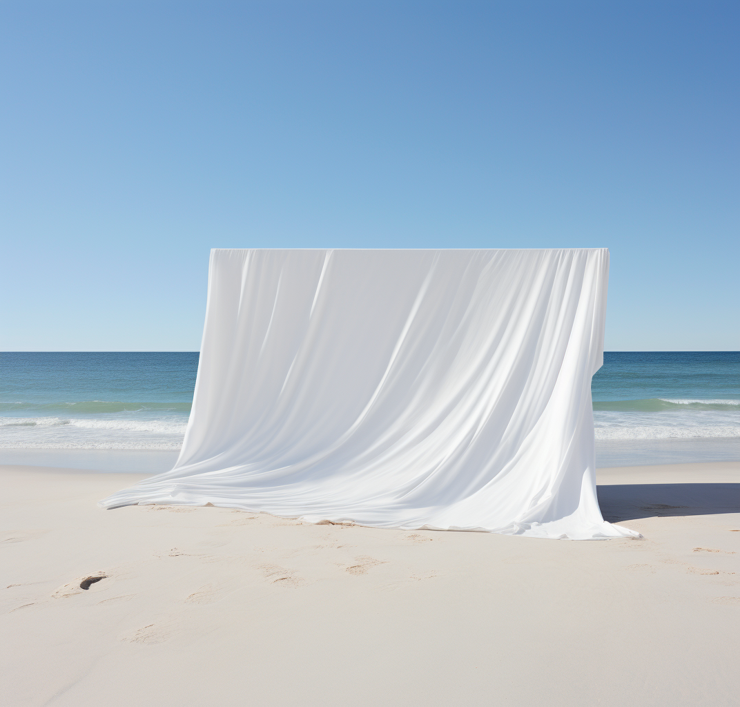 Beautiful beach blanket on white background