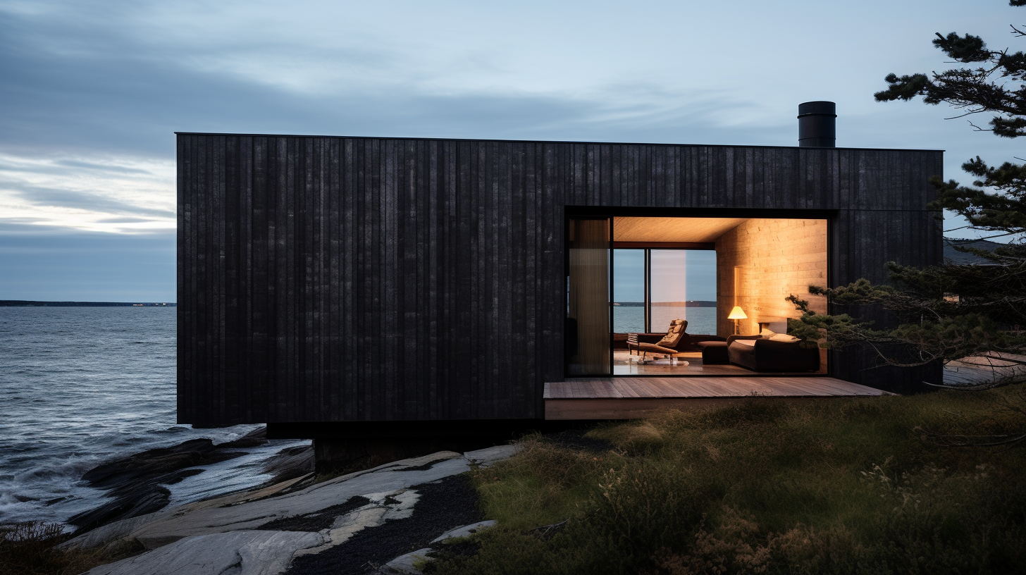 Charred wood beach cabin by Mack Scogin