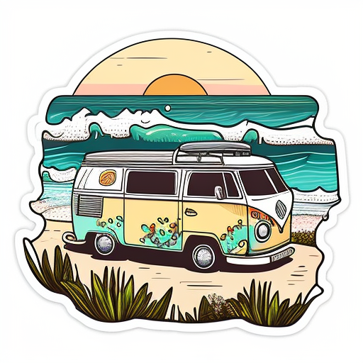 Beautifully hand-drawn campervan sticker