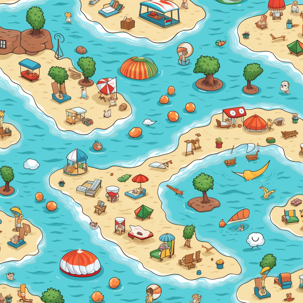 Fun beach cartoon pattern