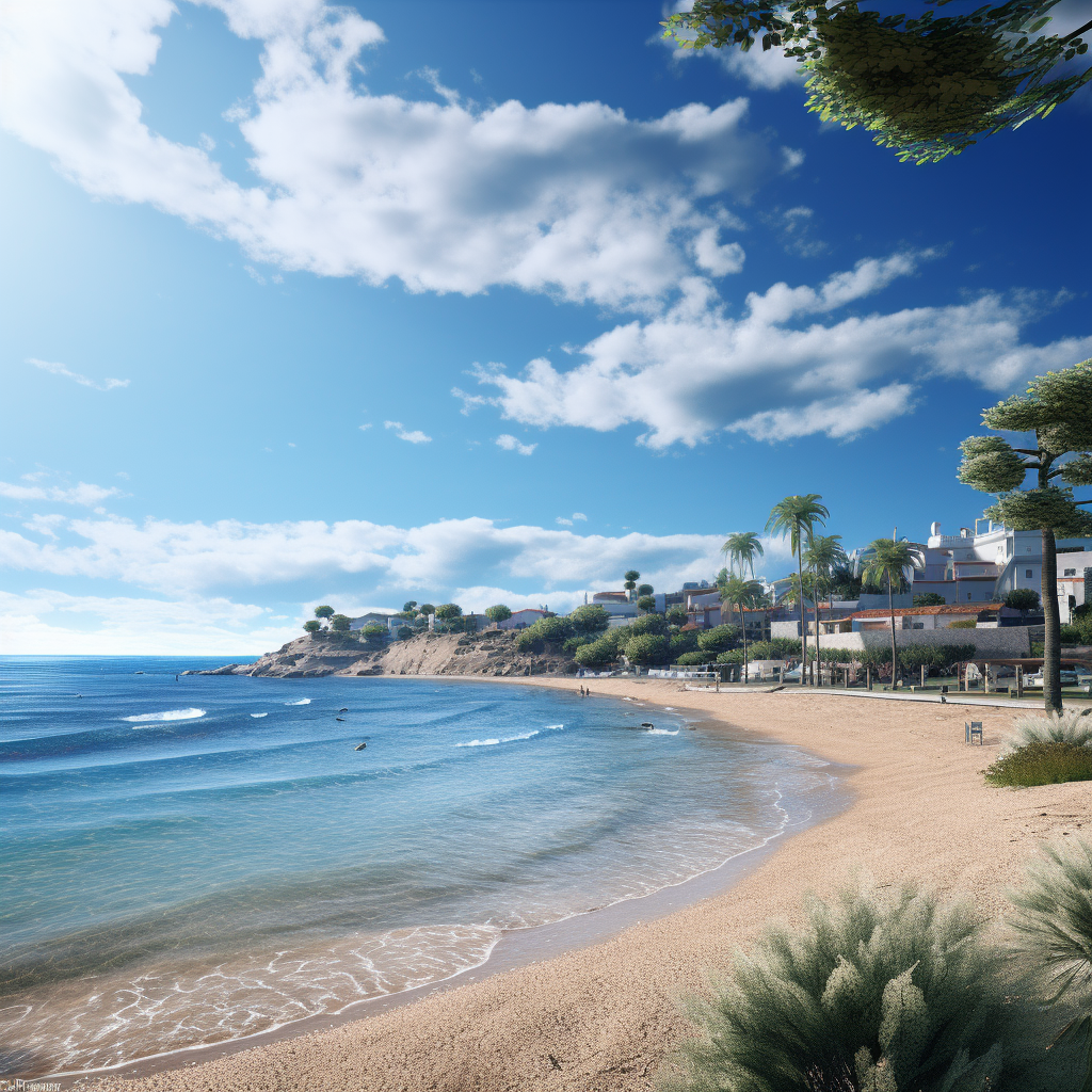 Relaxing beach hotel view in Spain