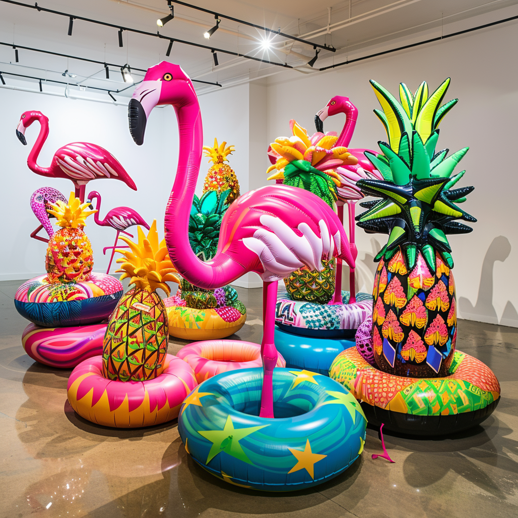 Vibrant beach inflatable sculpture art