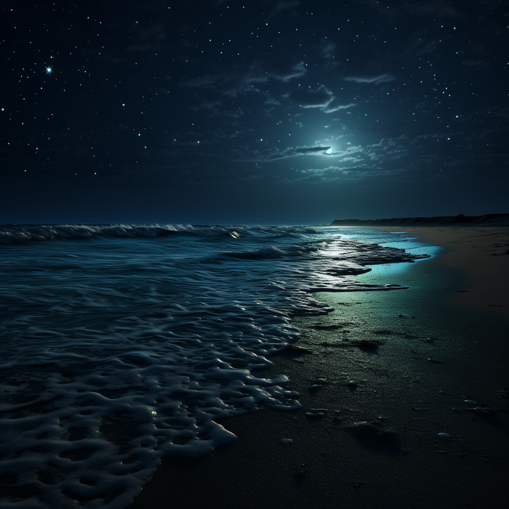 Nighttime Ocean at Beach