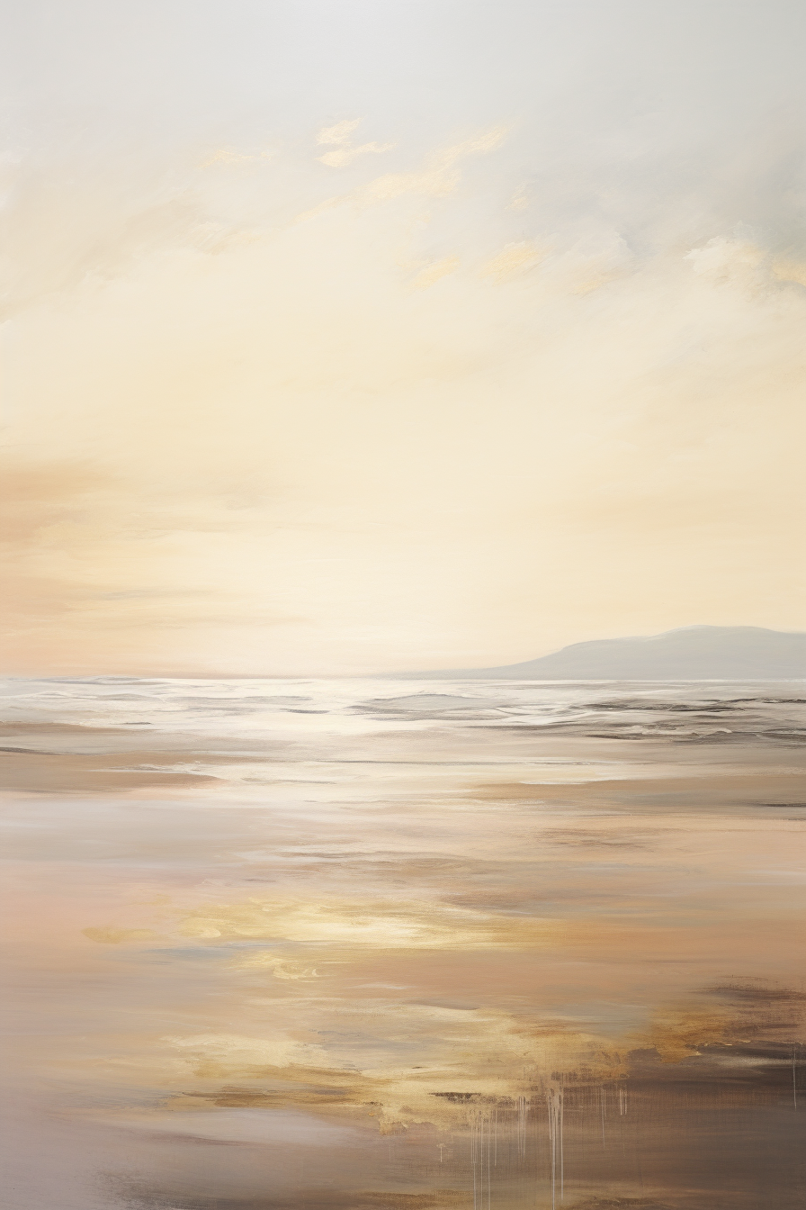 Minimalist beach painting in muted colors