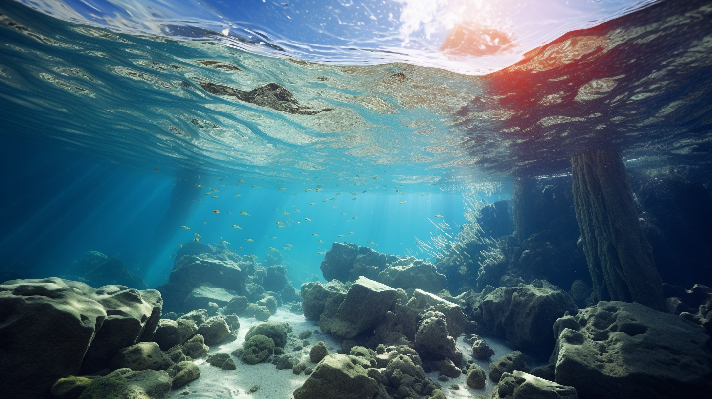 Beautiful beach reef with ocean icebergs