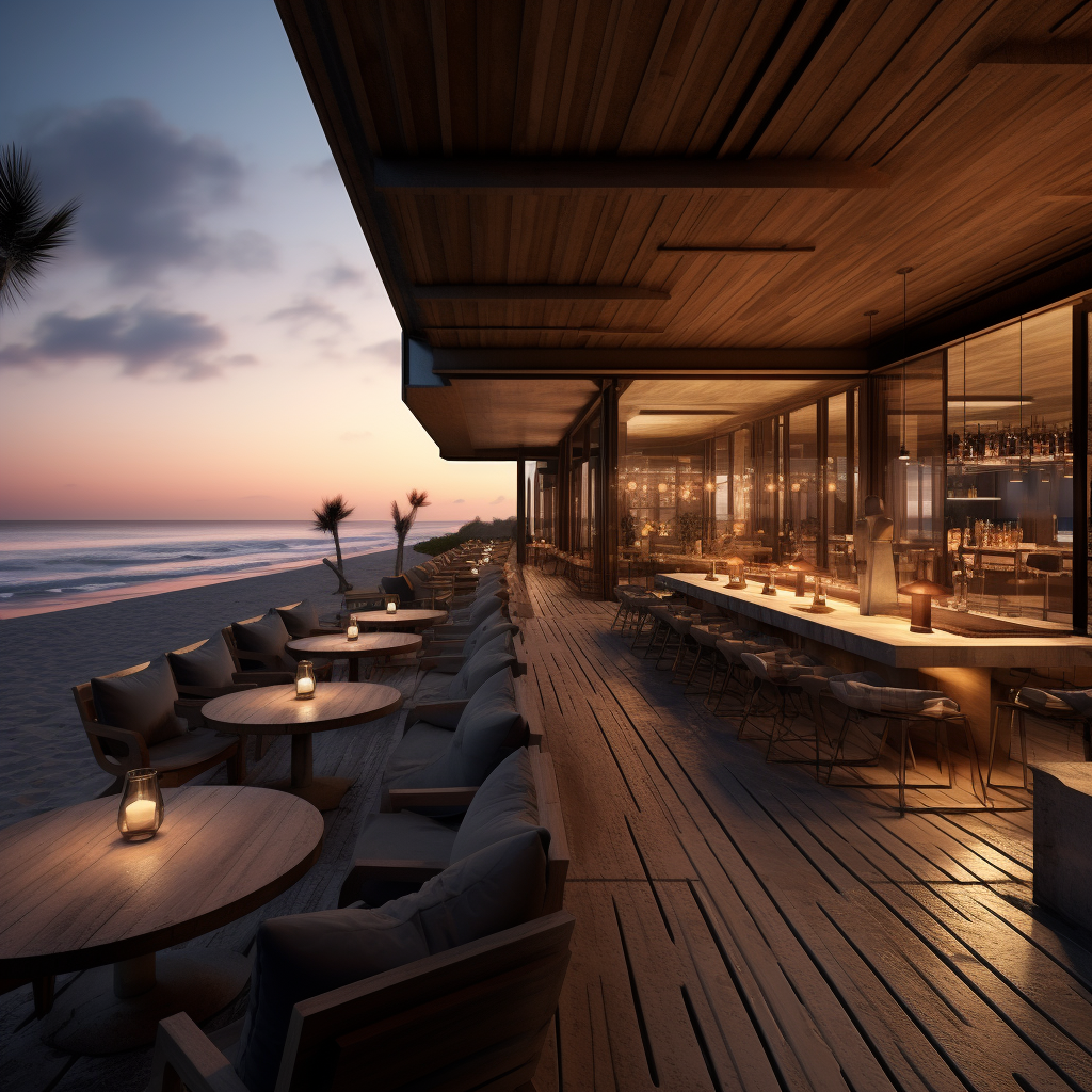 Beach restaurant with sunset atmosphere