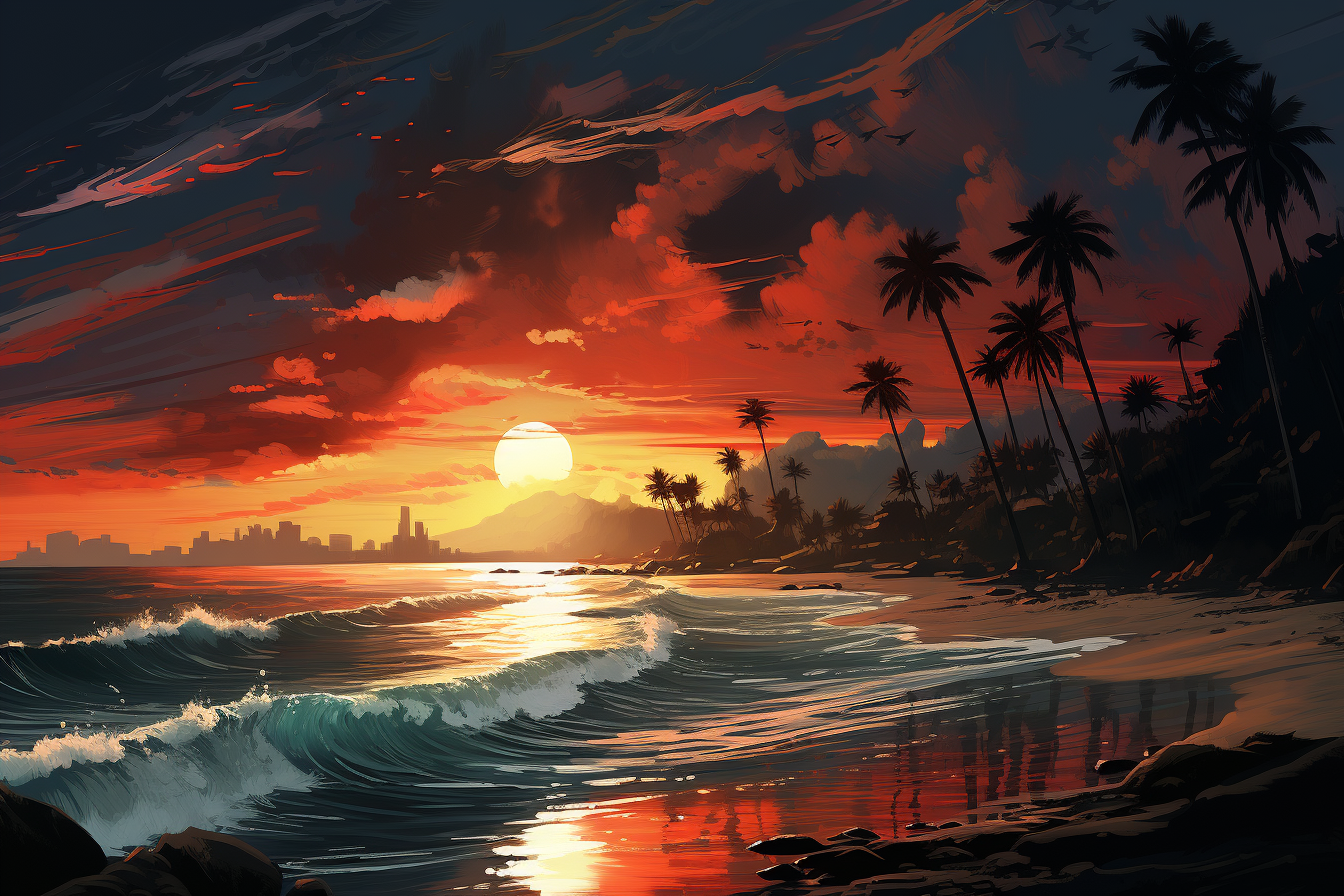 Beautiful beach sunset scenery