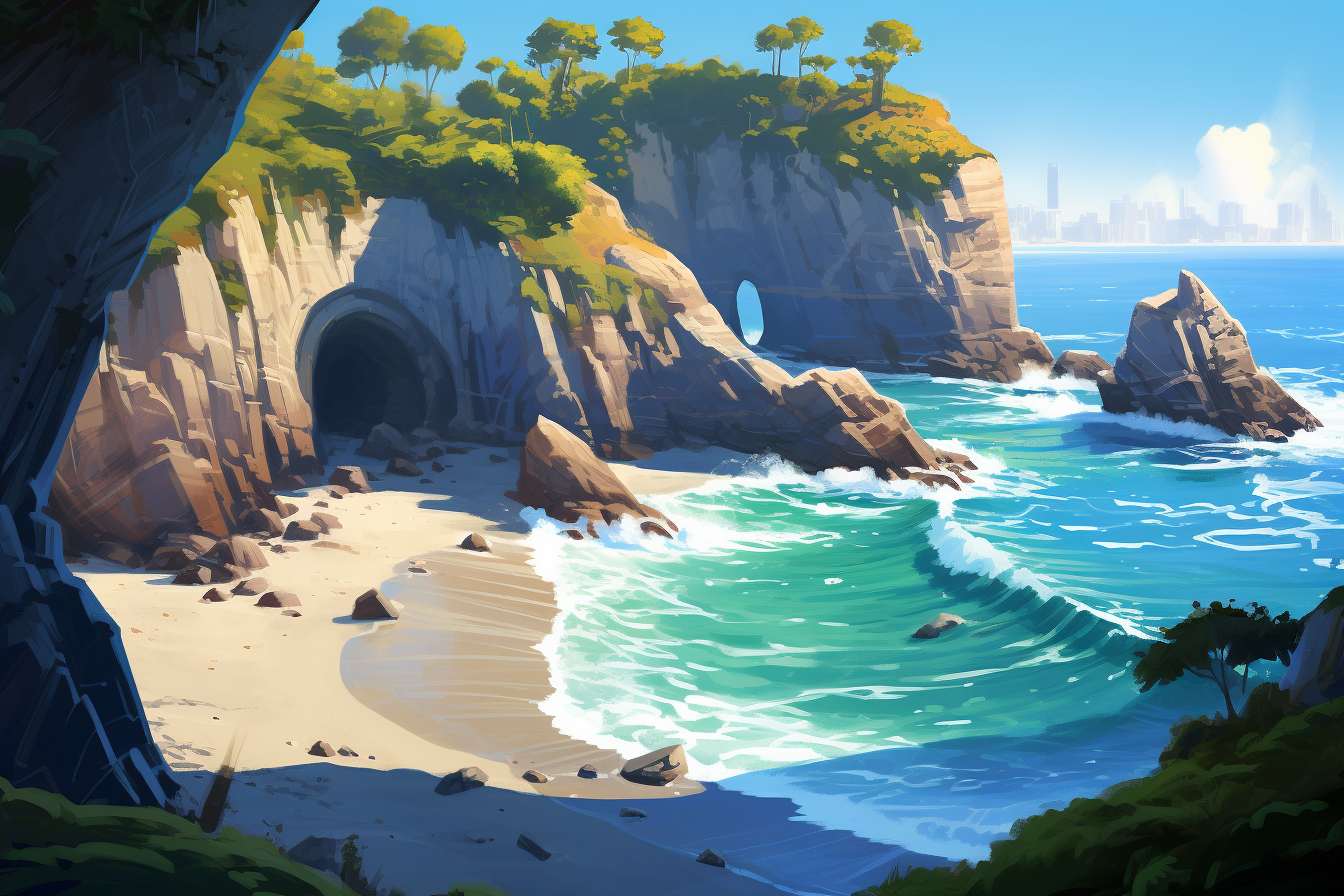 Scenic beach with cliffs