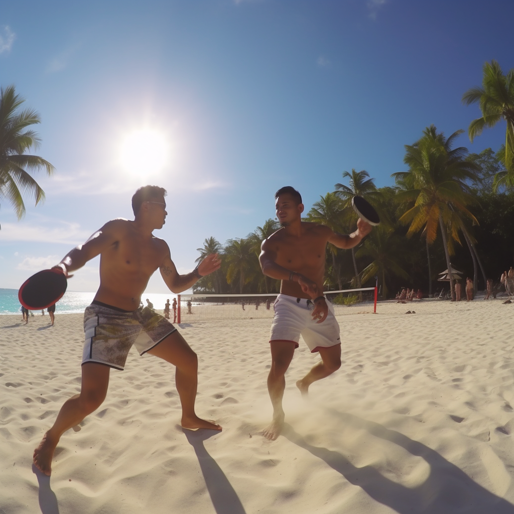 men playing beach tennis in Boracay