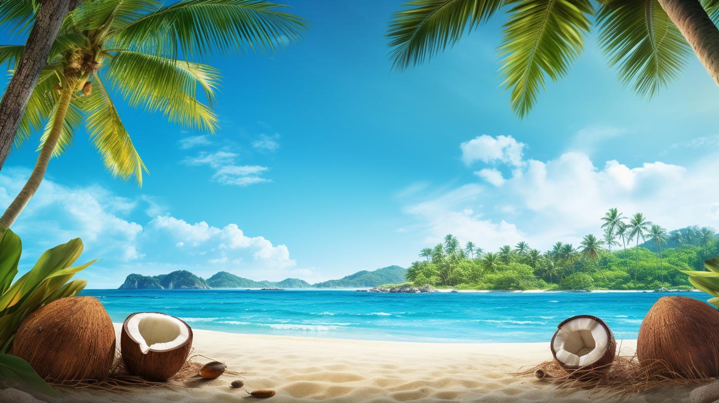 Beautiful beach with coconut trees and sea