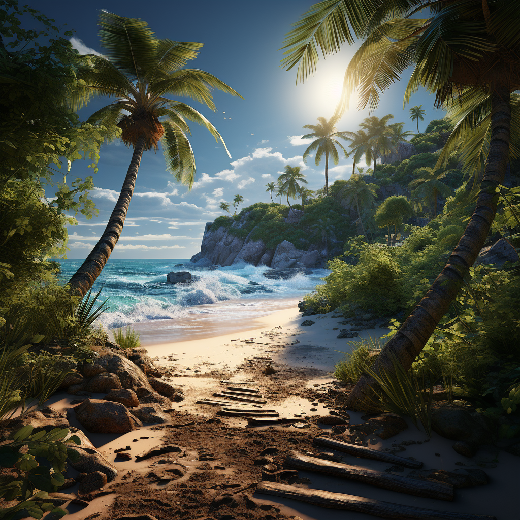 Beach backdrop for photorealistic images