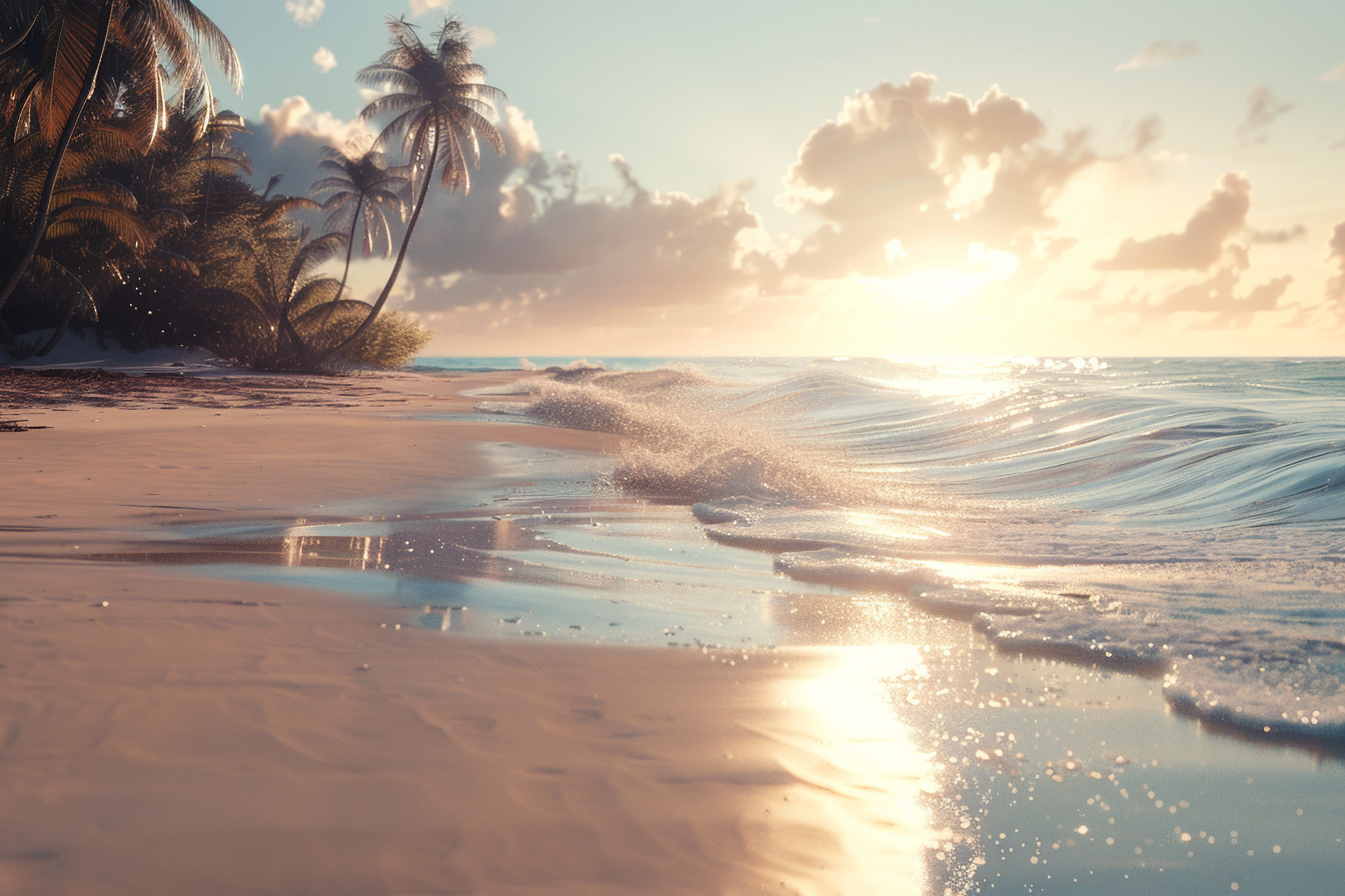 Beach with Cinematic Lighting