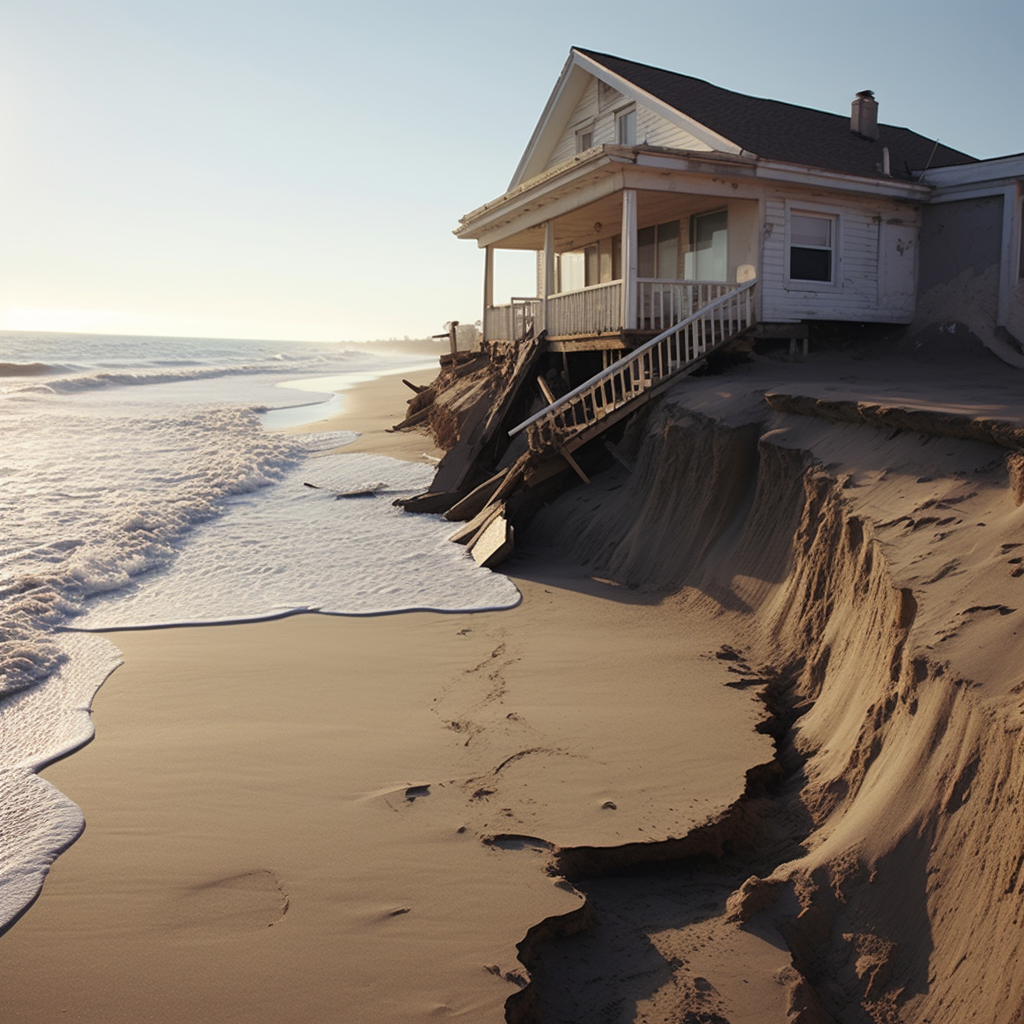 Tidal erosion at beach front