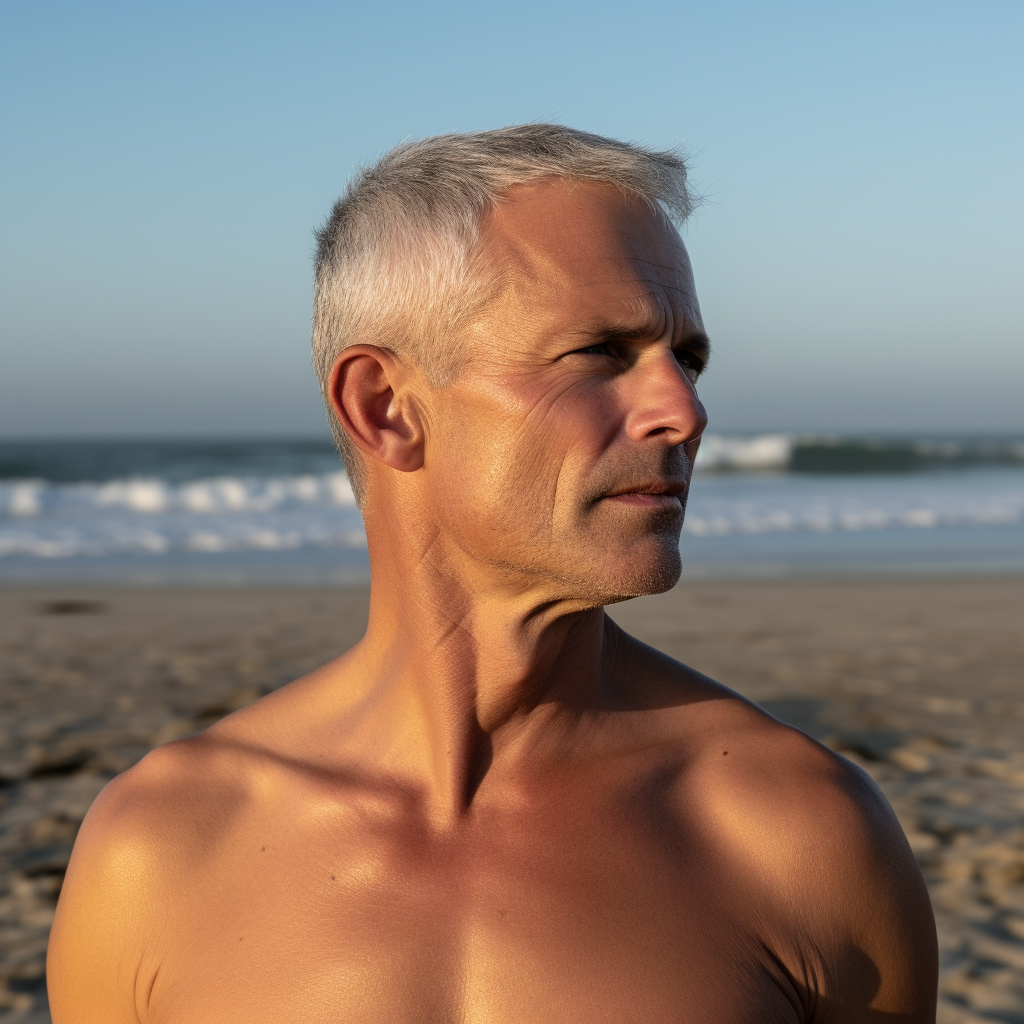 55-year-old man at beach