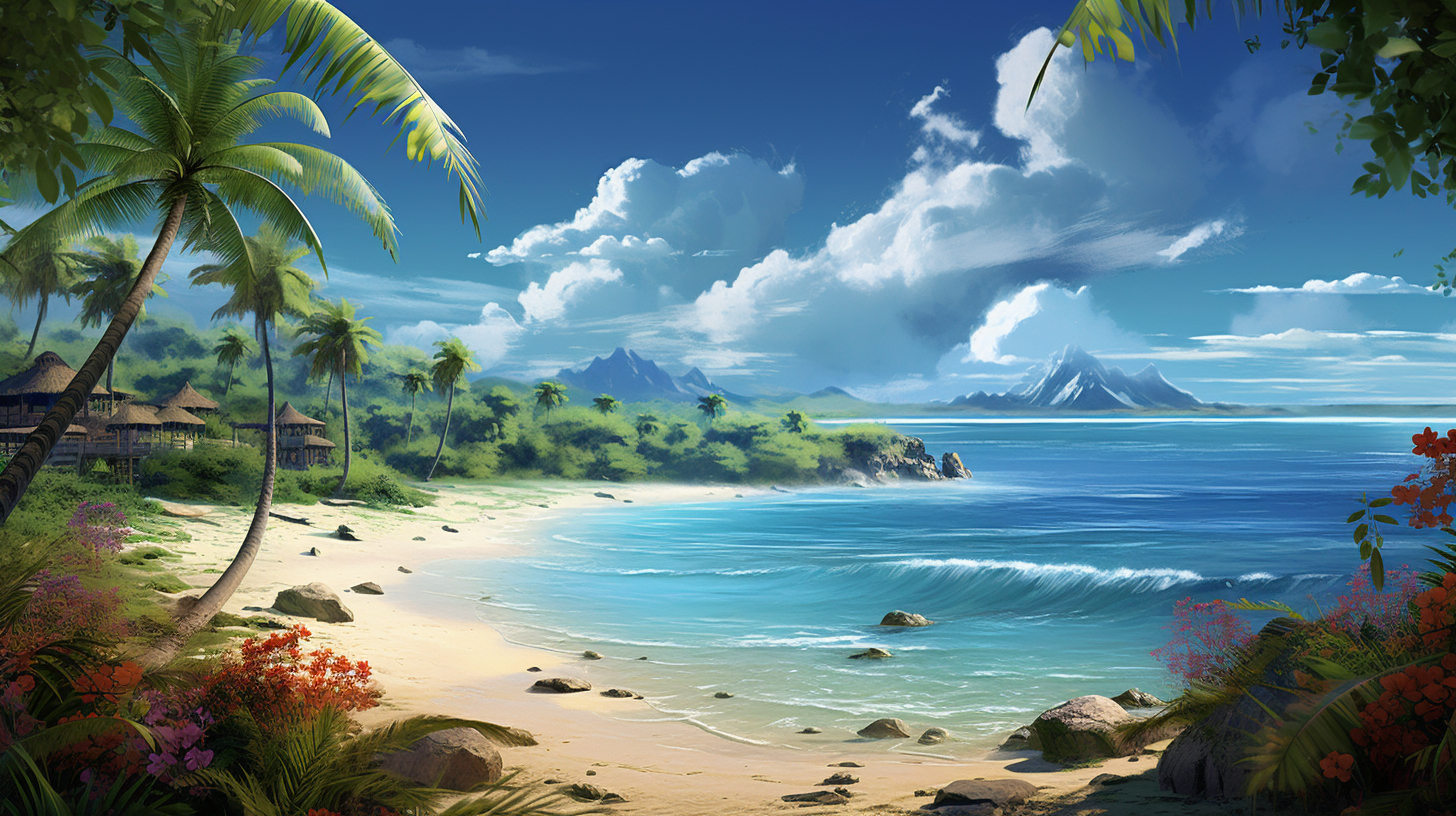 Tropical paradise beachfront desktop wallpaper