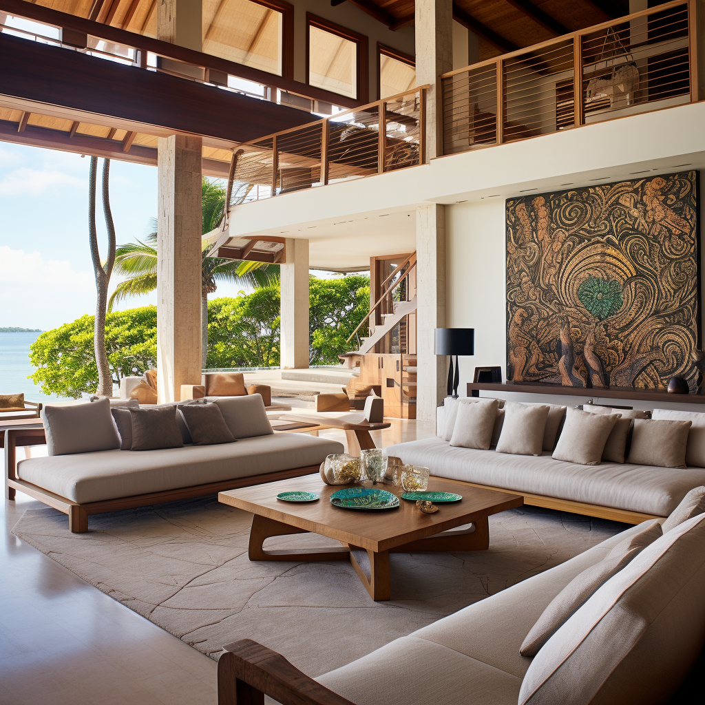 Elegant interior with Balinese art