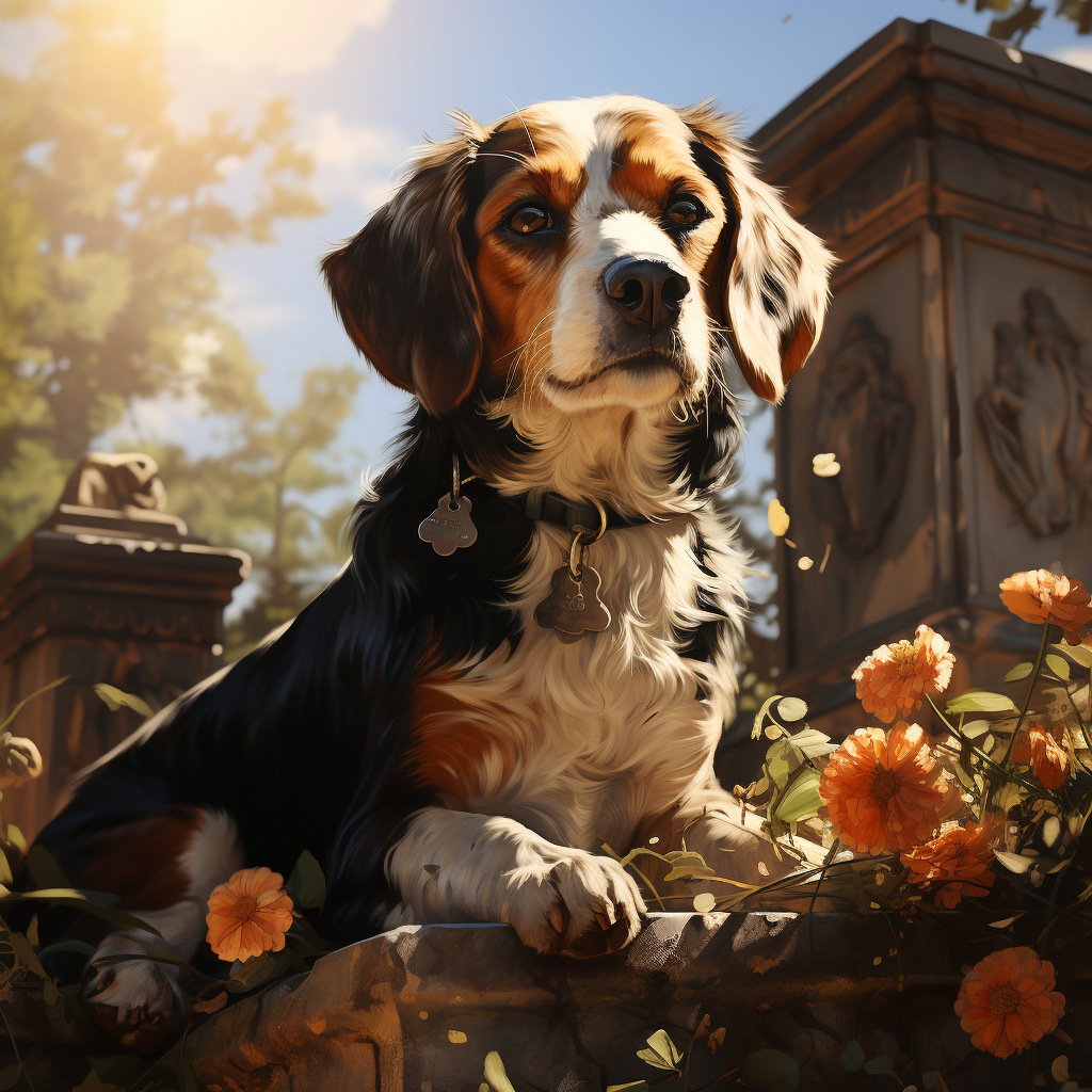 Cute Beagle in Cemetery