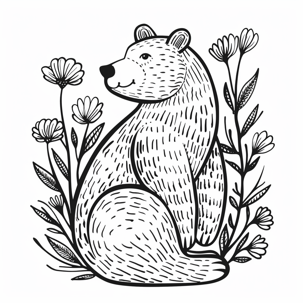 Cute Bear Coloring Page Kids