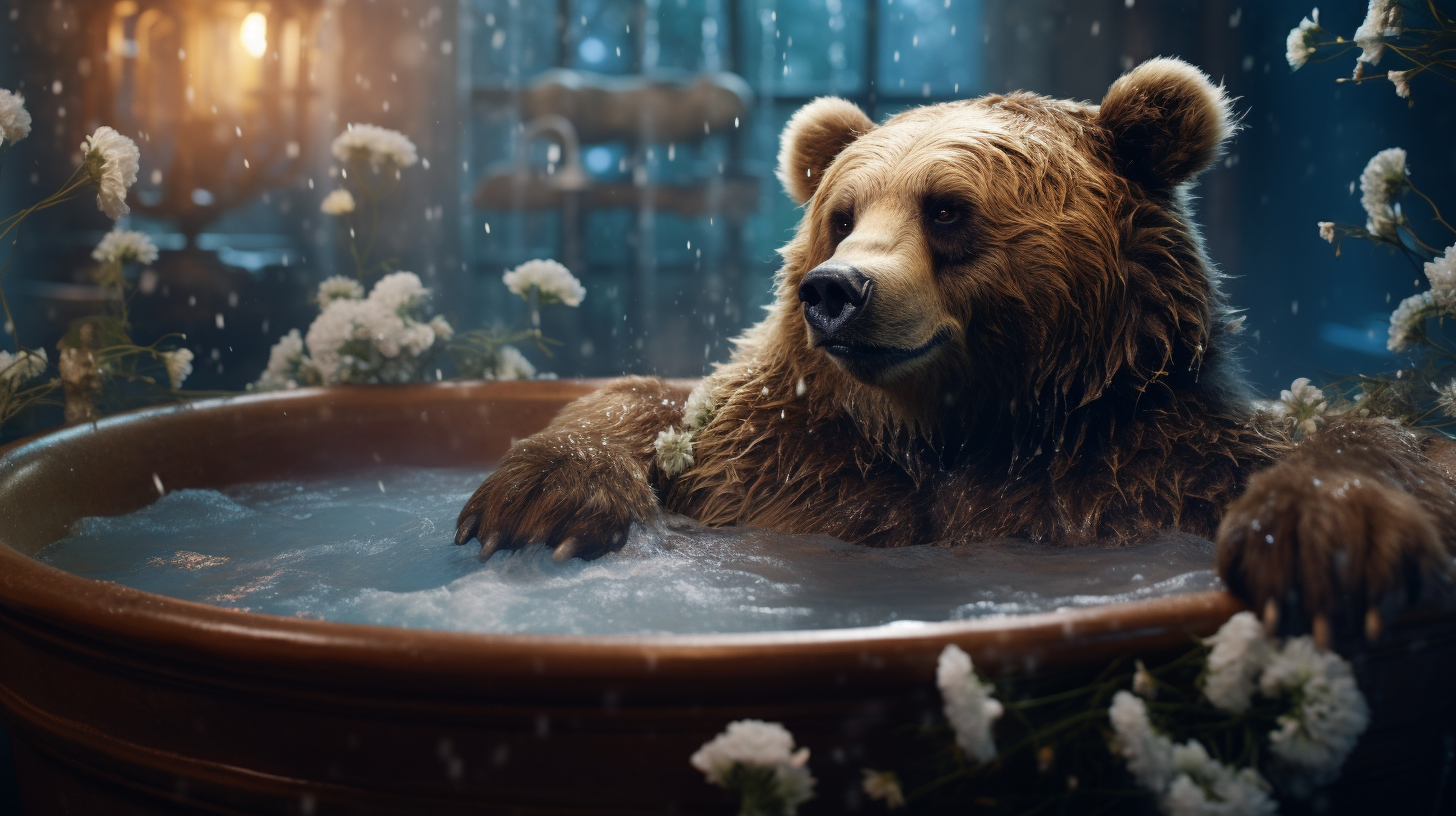 Bear enjoying jacuzzi in professional photography