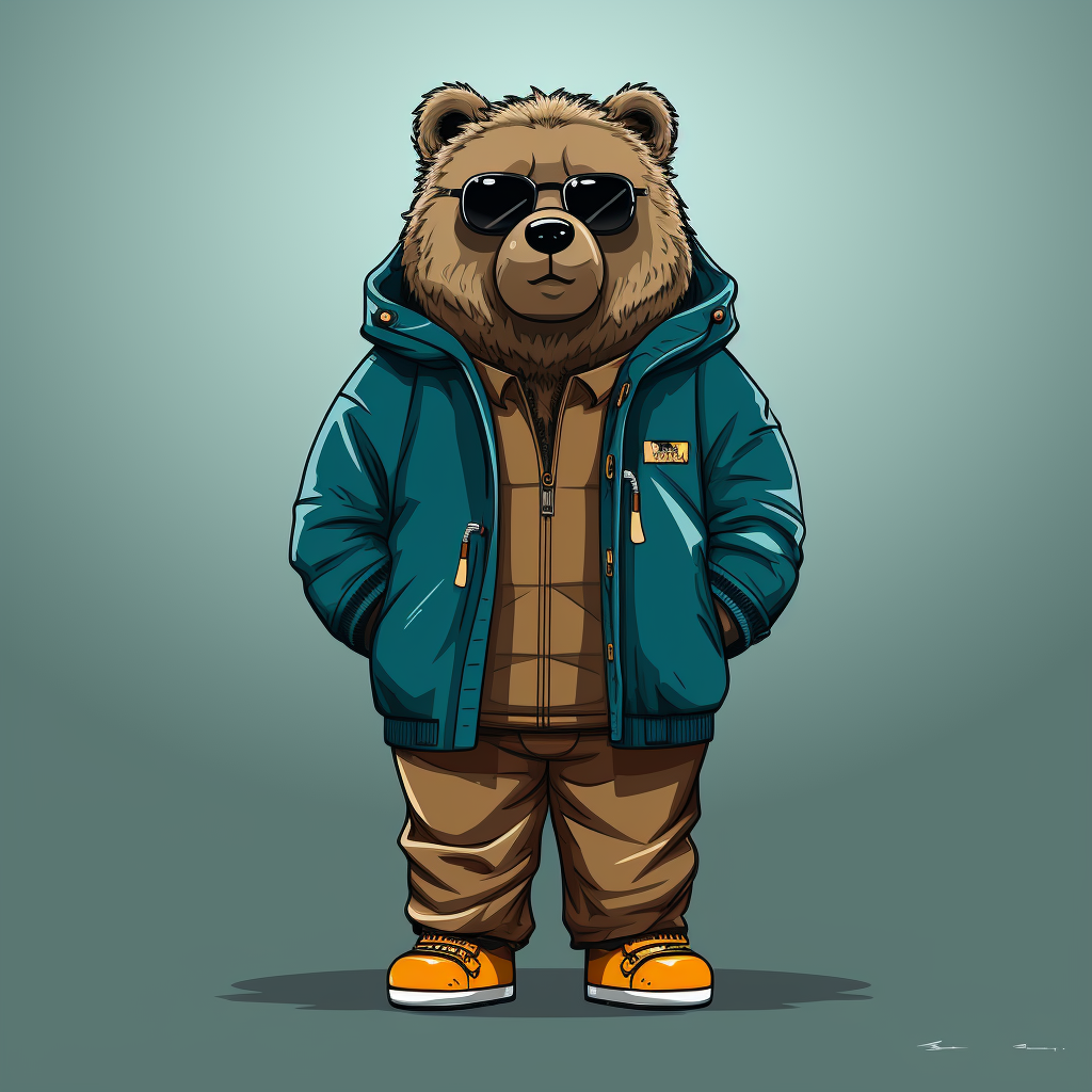 Bear full body flat background