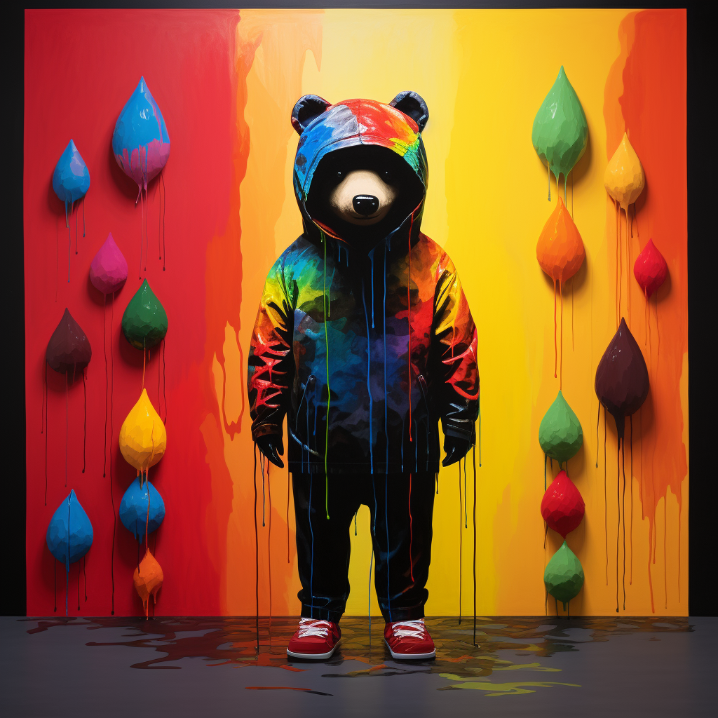 Colorful bear doll stand without face