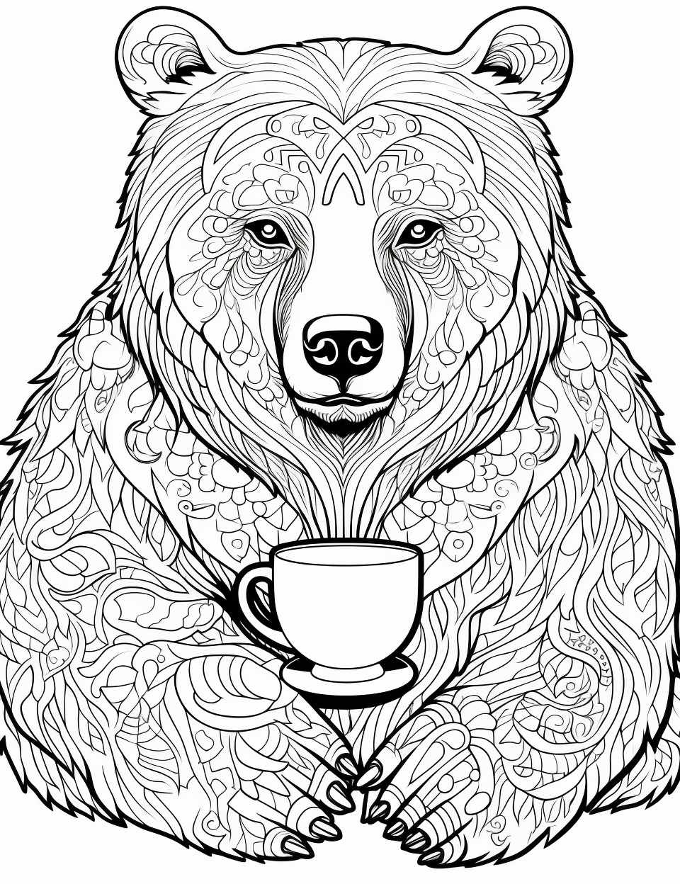 Bear enjoying a cup of coffee