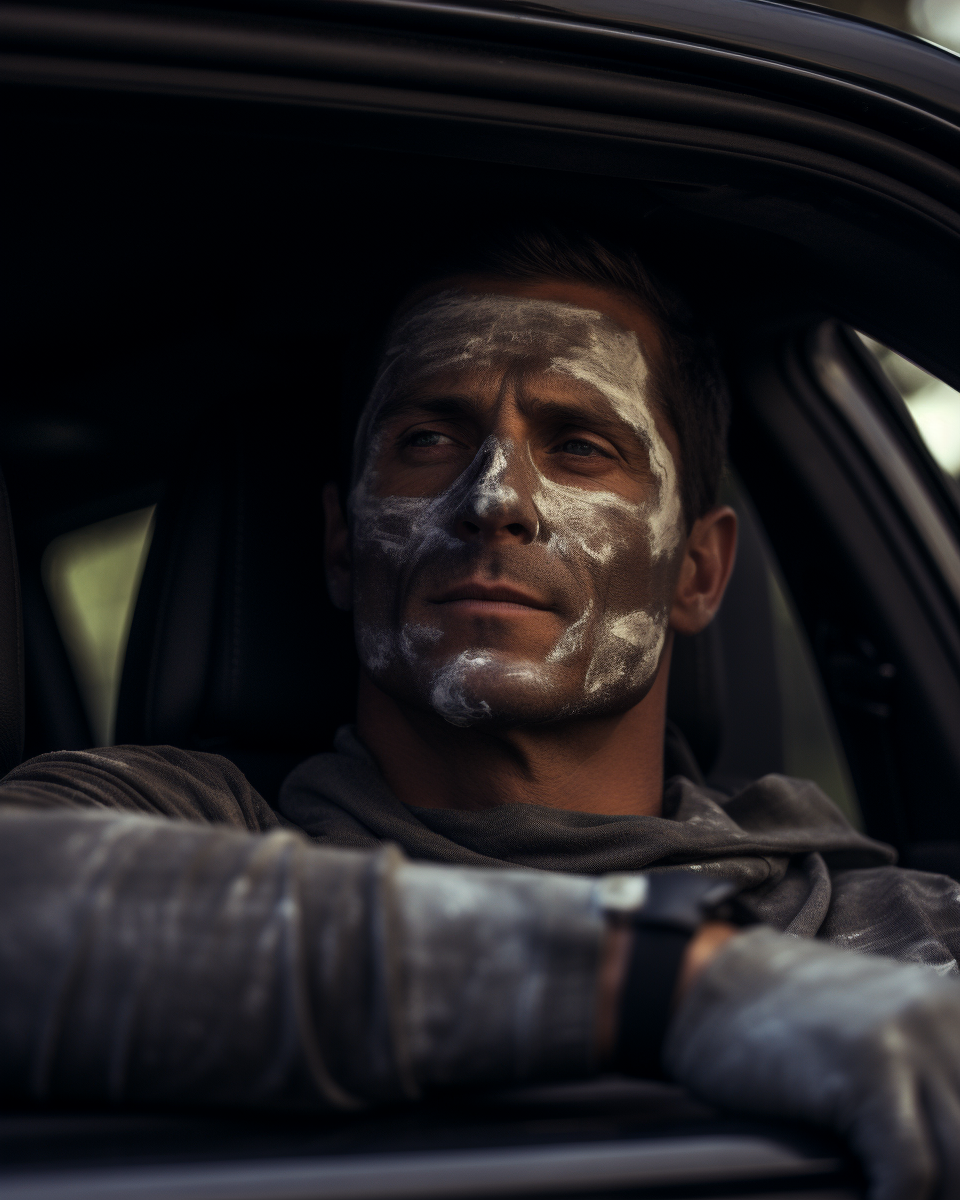 Bear Grylls wearing spa facial mask cream