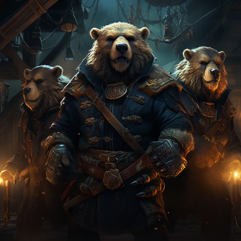 Anthropomorphic bear headhunters in mystic squad