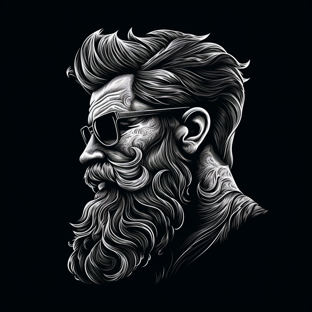 Beard Square Jaw Logo Design in 2D