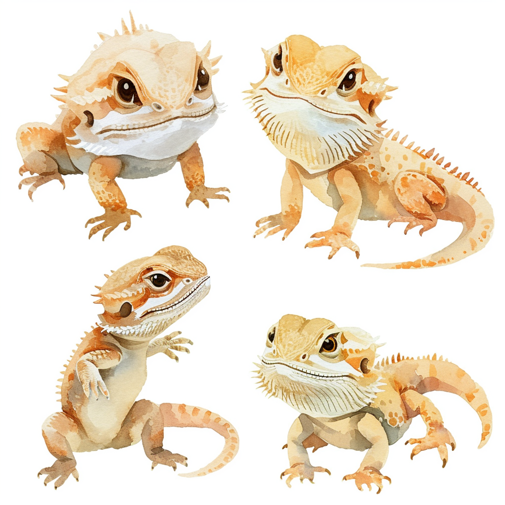 Cute bearded dragons cartoon illustration