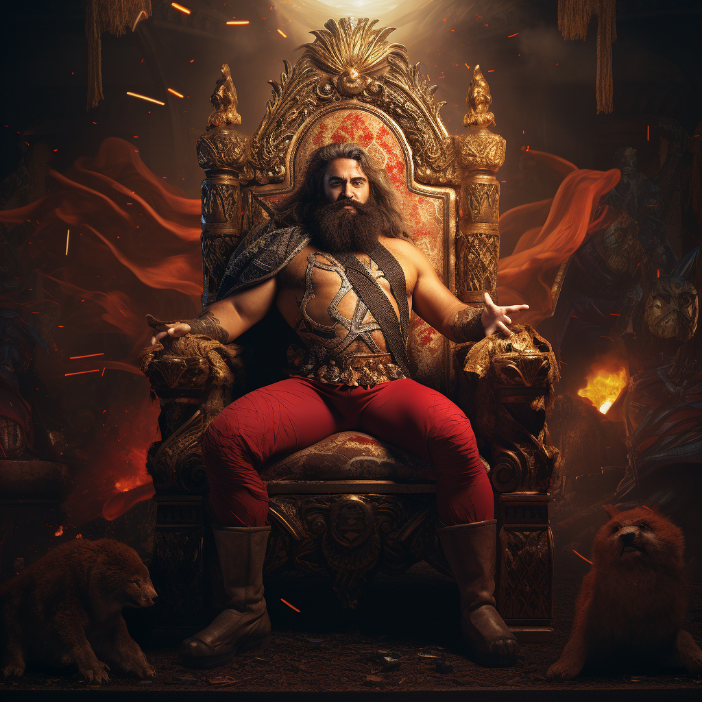 Bearded Luchador on Throne