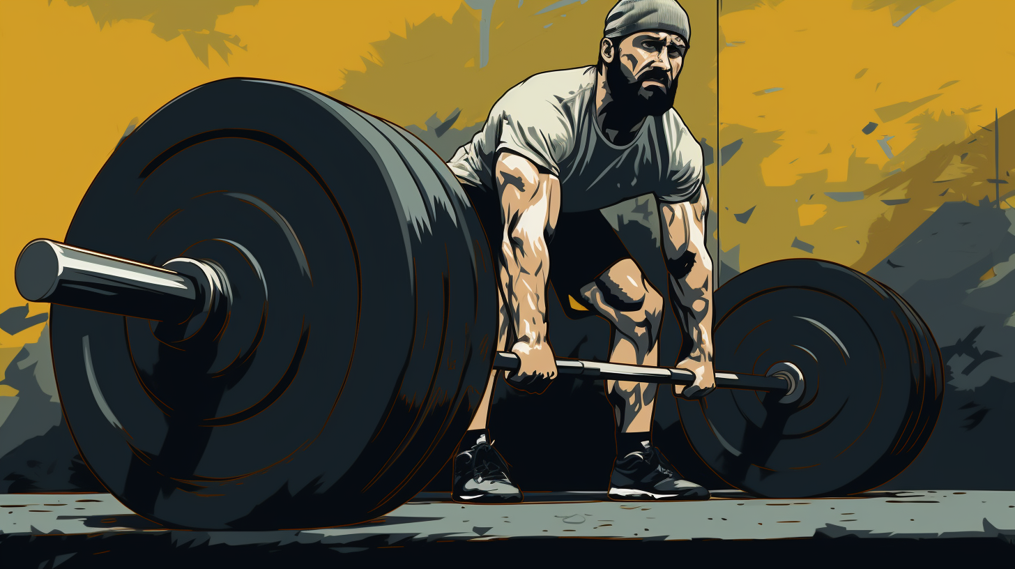 Bearded man deadlifting heavy barbell