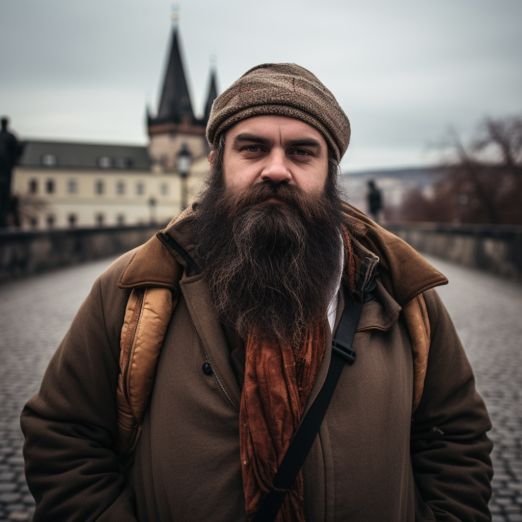 Photo of a Bearded Man in Prague