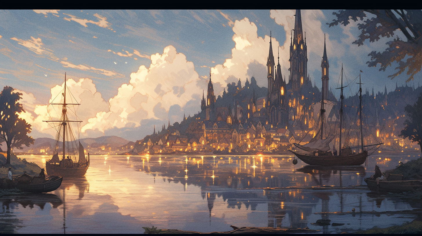 Beauclair Concept Art with Cinematic Lighting