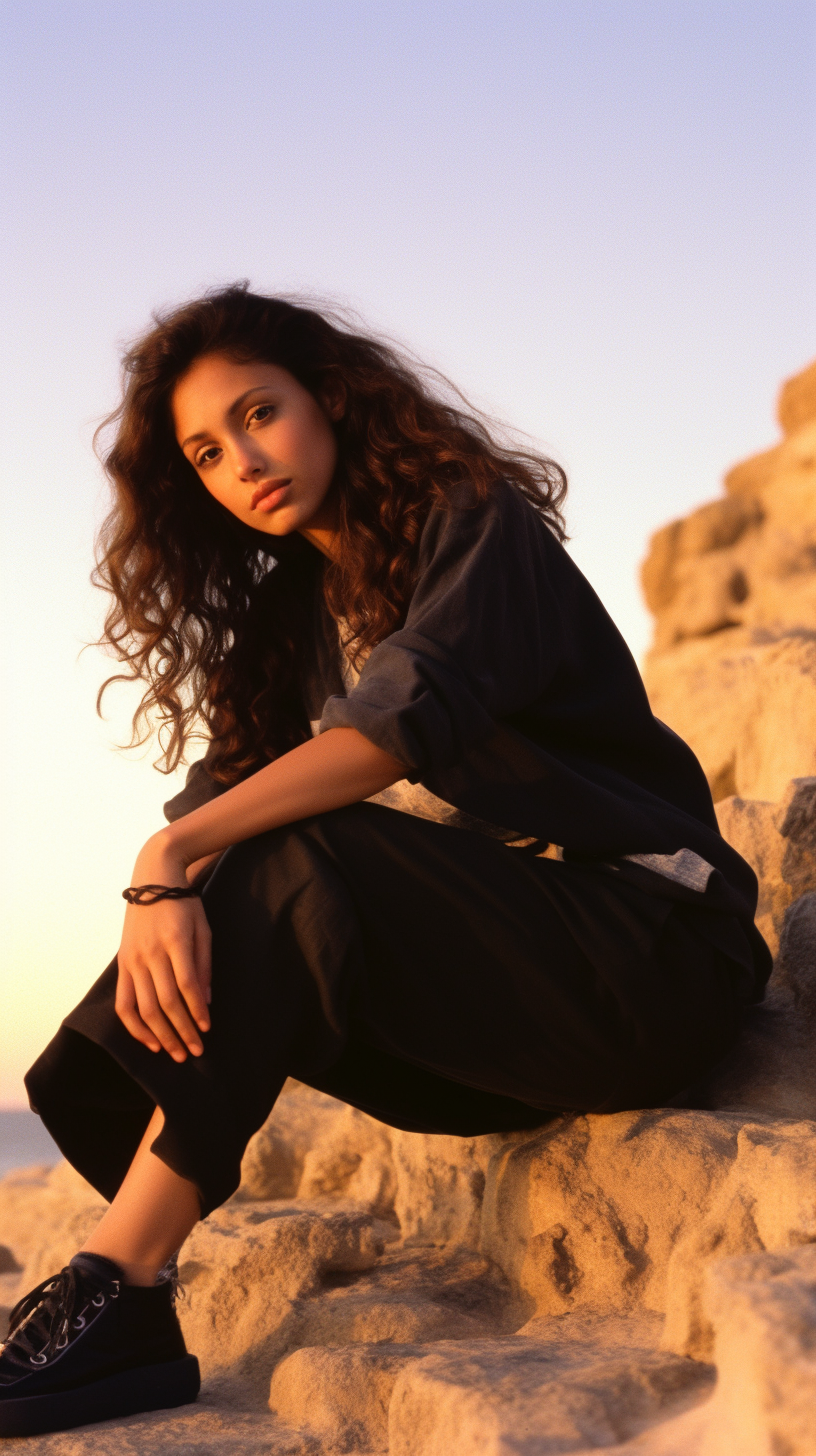 Gorgeous model enjoying sunrise in San Antonio Ibiza