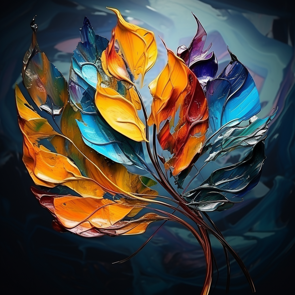 Abstract artwork of surreal fall leaves