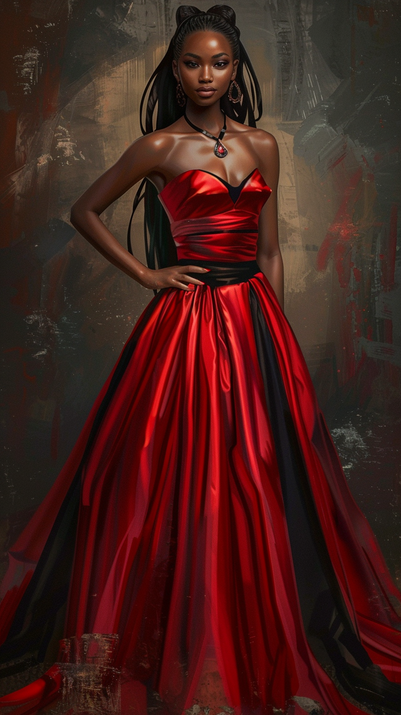 African American Queen in Red Dress